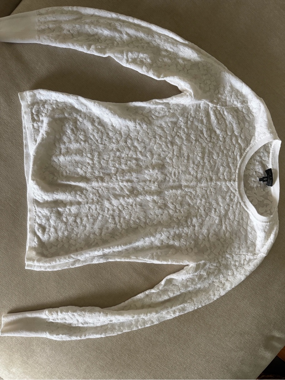 rag & bone White Lace-Texture Crewneck Sweater
